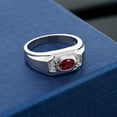 thumbnail image 3 of Gem Stone King Men's 925 Sterling Silver Red Rhodolite Garnet and White Diamond Ring (1.53 Cttw, Gemstone January Birthstone, Oval 8X6MM,, Size 12), 3 of 3