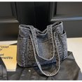 thumbnail image 3 of SPEKSEE Large Capacity Washed Denim Tote Bag, Casual Daily Shoulder Handbag with Zip‑Top Closure Roomy Denim Purse for Work Commute Shopping Travel, 3 of 7