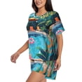 thumbnail image 2 of Lsque Tropical Poolside Relaxation Women's Short-Sleeved Pajama Set - 2 Piece Soft and Lightweight Sleepwear Set-XX-Large, 2 of 9