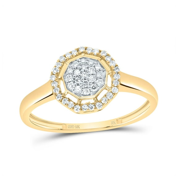 10kt Yellow Gold 1/5 Cttw Diamond Fashion Nonagon Wedding Engagement Anniversary Ring, Women Size: 5-9