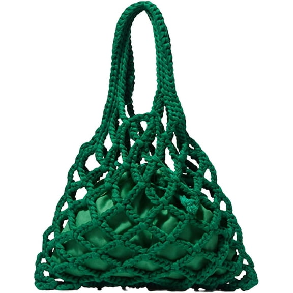 Kukuzhu Knit Purses Tote Bags for Women Mesh Hobo Bag Handwoven Handbag Aesthetic Cute Tote Bags Beach Bag