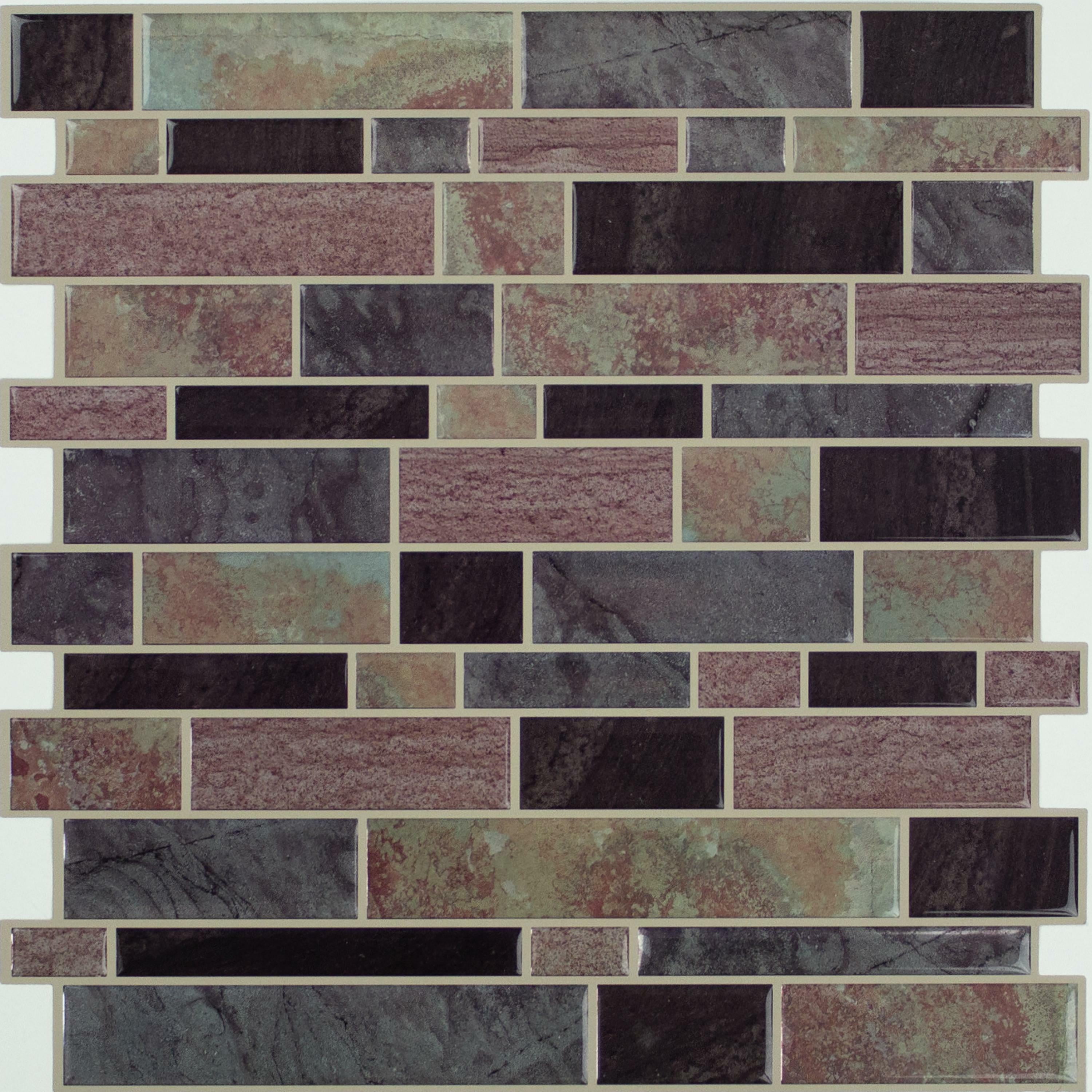 RoomMates Modern Long Stone Tile Peel and Stick Backsplash, Brown, 10.5' x 10.5'