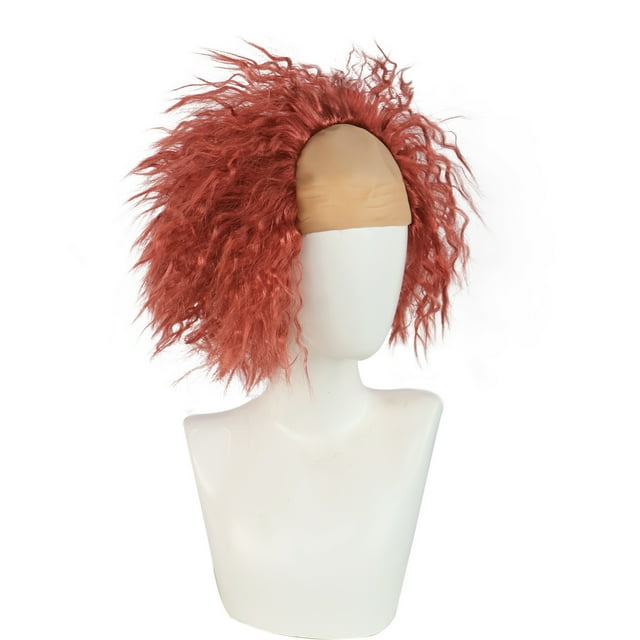 Peluca para cosplay Beetlejuice, pelo sintético de payasos rojos, 27 cm
