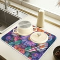 thumbnail image 2 of Yayeee Drying Mat for Kitchen Counter Dishes Microfiber Coffee Decorative Pad, Light Purple Flowers, 2 of 9