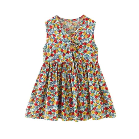 

Toddler Girls Casual Flower Dress Beach Floral Sleeveless Clothes Dresses