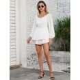 thumbnail image 6 of IDOPIP Women's Off Shoulder Wrap Tie Up Romper Short Sleeve Boho Backless Jumpsuit with Corest, 6 of 9