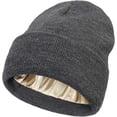 thumbnail image 2 of 1Pcs Womens Satin Lined Beanie Hat Silk Lined Winter Warm Knit Hats Beanies for Women & Men Soft Slouchy Beanie Skull Cap, 2 of 3