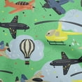 thumbnail image 1 of oneOone Silk Tabby Light Green Fabric Airplane Nursery Kids Sewing Material Print Fabric By The Yard 42 Inch Wide, 1 of 6