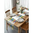 thumbnail image 2 of Funny Watercolor Parrot Table Runner 13x90in Non-Slip Cotton Linen Table Runners, Red Green Blue Gradient Bird Dresser Scarves TableRunner for Dinner Kitchen Dining Wedding Party, 2 of 9