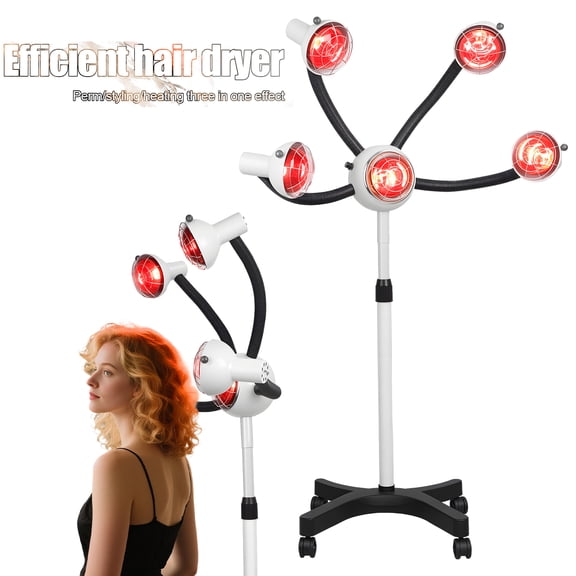 Trendix 5-Head Salon Hair Dryer, 750W Infrared Floor Dryer with Adjustable Heat & Height, Portable Floor Hair Dryer