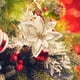 thumbnail image 2 of 15 piezas de flores para árbol de Navidad, decoraciones de flores artificiales con brillo plateado para adornos de árbol de Navidad y corona, 2 of 5
