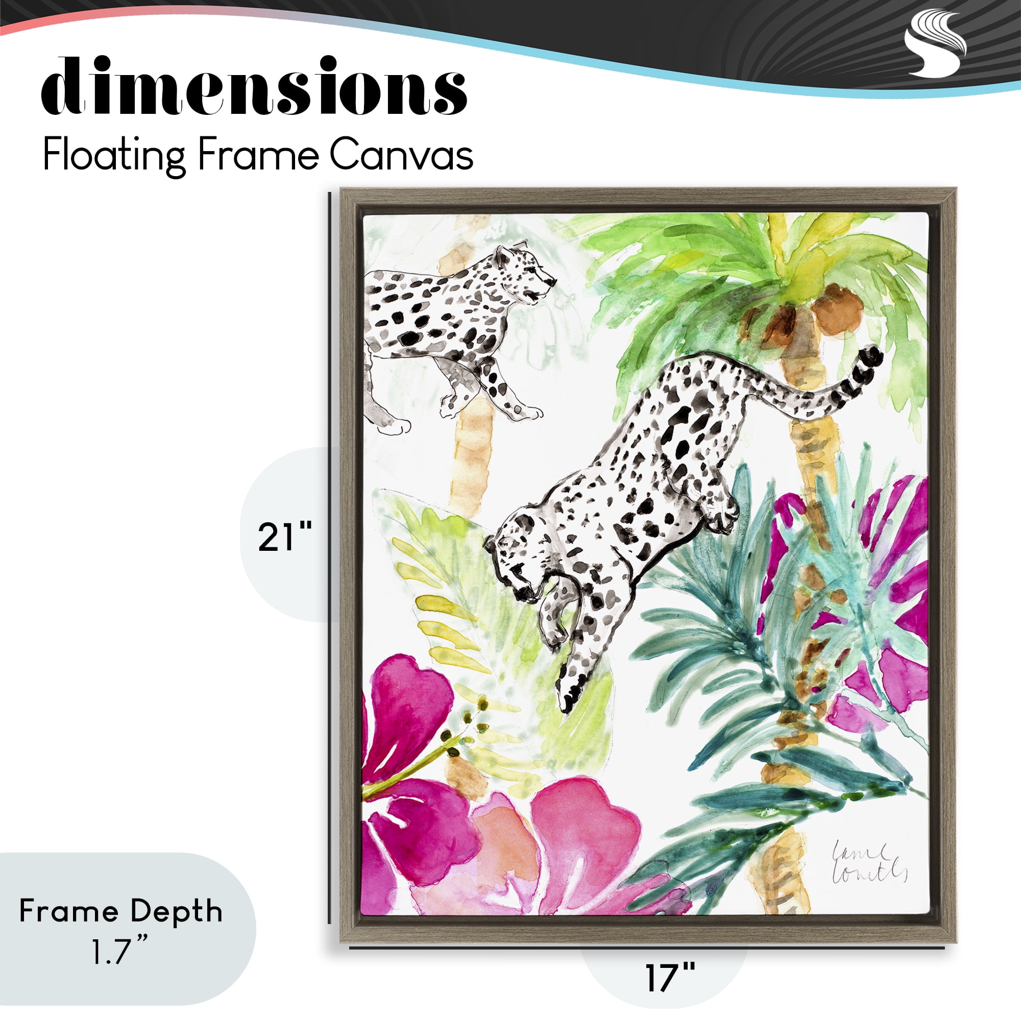 Stupell Industries Tropical Island Cheetahs Brown Framed Floater Canvas Wall Art, design by Lanie Loreth