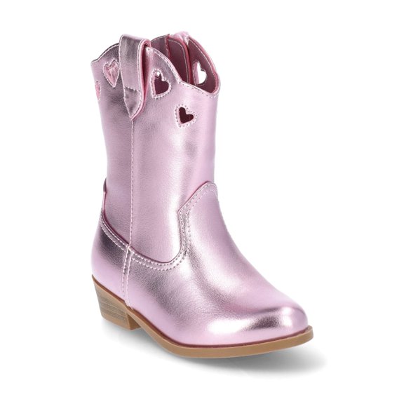 Wonder Nation Little Girls and Big Girls Metallic Heart Cowgirl Western Boot