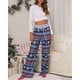 thumbnail image 4 of Pantalones con cordón y estampado navideño para mujer, elegantes, elásticos, de pierna larga y ancha, pantalones casuales para fiesta de Navidad No.36 Blue Snowflake S, 4 of 8