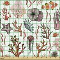 thumbnail image 2 of Underwater Fabric by the Yard, Hand Drawn Coral Reef Jellyfish Starfish Sea Sponges Marine Life Plants, Decorative Upholstery Fabric for Sofas and Home Accents, Pale Pink Vermilion by Ambesonne, 2 of 5