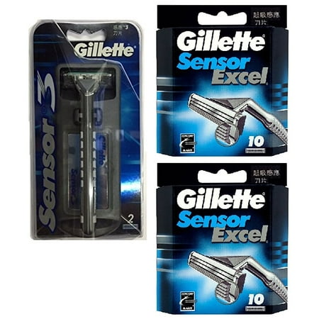 Gillette Sensor3 Razor Handle + Sensor Excel Refill Blades, 20 Count + Curad Bandages 8 Ct.