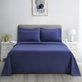 thumbnail image 4 of Marina Decoration Ultra Soft Silky Deep Pocket Solid Rayon from Bamboo Bedding All Season Sheet Set, Navy Blue Color, 4 of 7