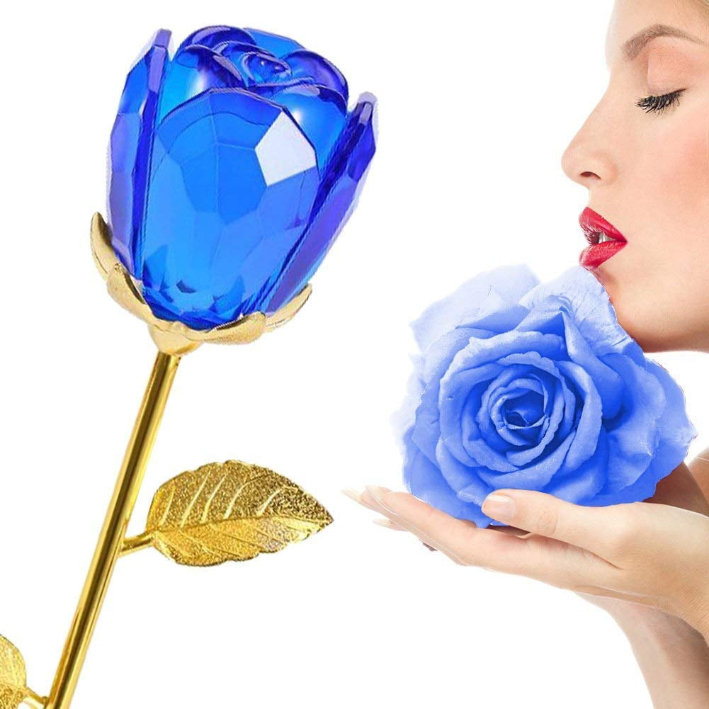 24K Gold Crystal Rose Dipped Flower Real Stem Romance Valentine's Day 