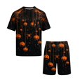 thumbnail image 6 of Dwelliawo Men's Short Sleeve Pajama Set Summer Pjs Set 2 Piece Loungewear Sleepwear with Pockets Orange L, 6 of 6