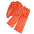 thumbnail image 1 of Odeerbi 8-12 Años Niños Niñas Algodón Conjuntos Camisa Manga Larga Pantalones Pierna Ancha Conjunto Primavera Solapa Camisa Pantalones Dos Piezas Conjunto, 1 of 9