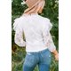 thumbnail image 2 of ABPHQTO Top de encaje de manga larga con volantes y cuello alto blanco para mujer, 2 of 5