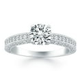thumbnail image 1 of 14k White Gold Diamond Micropave Milgrain Engagement Ring Size 6, 1 of 3