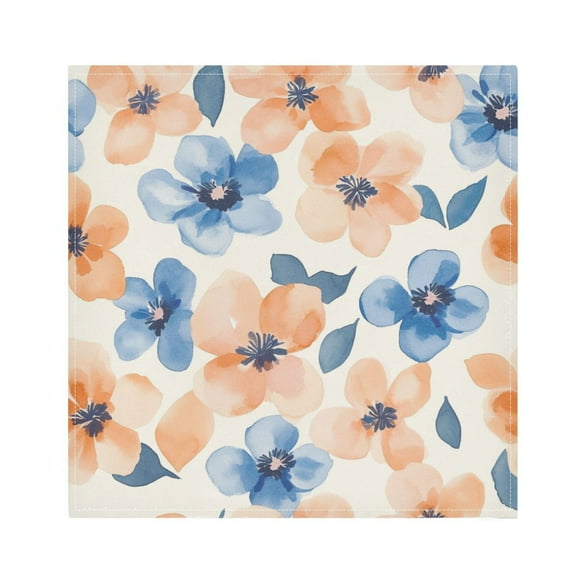Qxltty Pastel Peach and Blue Flowers Napkins 20×20in Perfect for Parties Dinners Weddings Cocktail Housewarming Cloth Napkins Set of 6