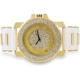 thumbnail image 4 of Techno Pave Mens 45mm Iced Diamond Watch - Bling-Iced Roman Dial with Breathable Silicone Band - Quartz Movement(7840 GOLD WHITE), 4 of 4
