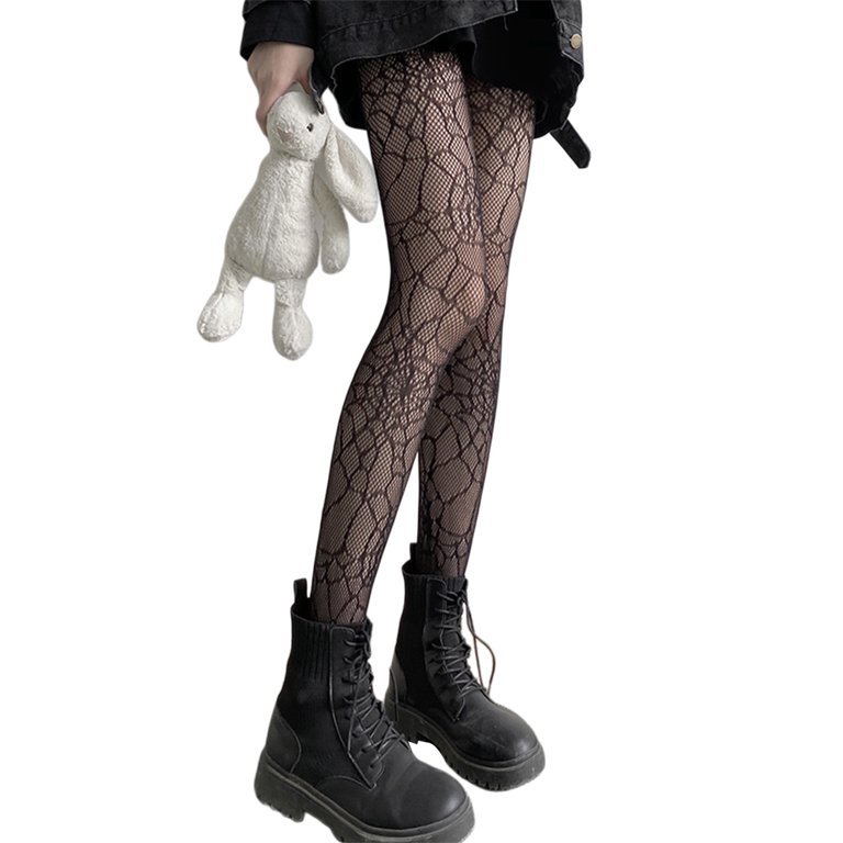 Spider web goth tights - Black