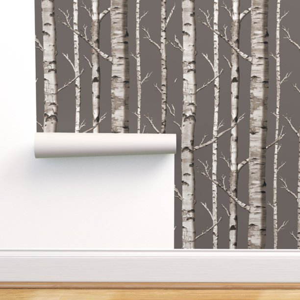 Removable Wallpaper Swatch - Birch Grove Forest Woods Trees Rustic ...