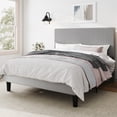 thumbnail image 2 of Amolife Full Size Platform Bed Frame with Corduroy Fabric Upholstered Adjustable Height Headboard, Light Grey, 2 of 9