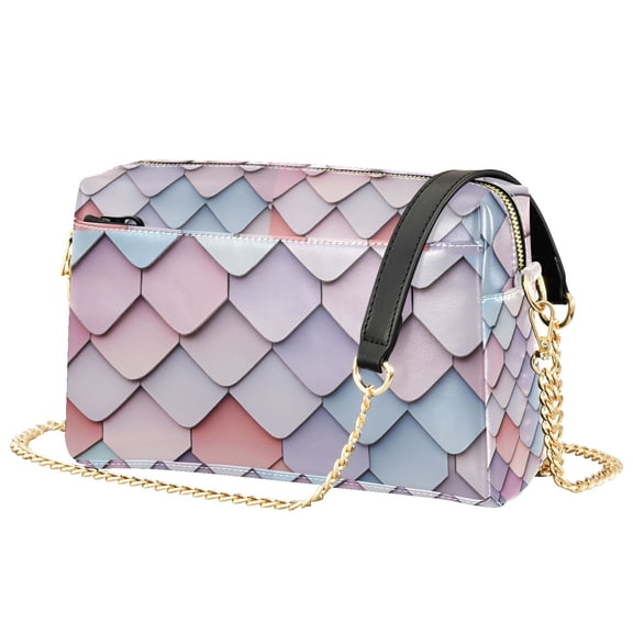 FORMRS Women Crossbody Purse with Chain Strap Vegan Leather Shoulder Handbag, Pink Art Pattern