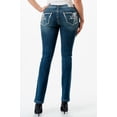 thumbnail image 3 of Grace In La Women's Dark Wash Mid Rise Floral Stretch Bootcut Jeans Dark Wash 27W x 34L, 3 of 3