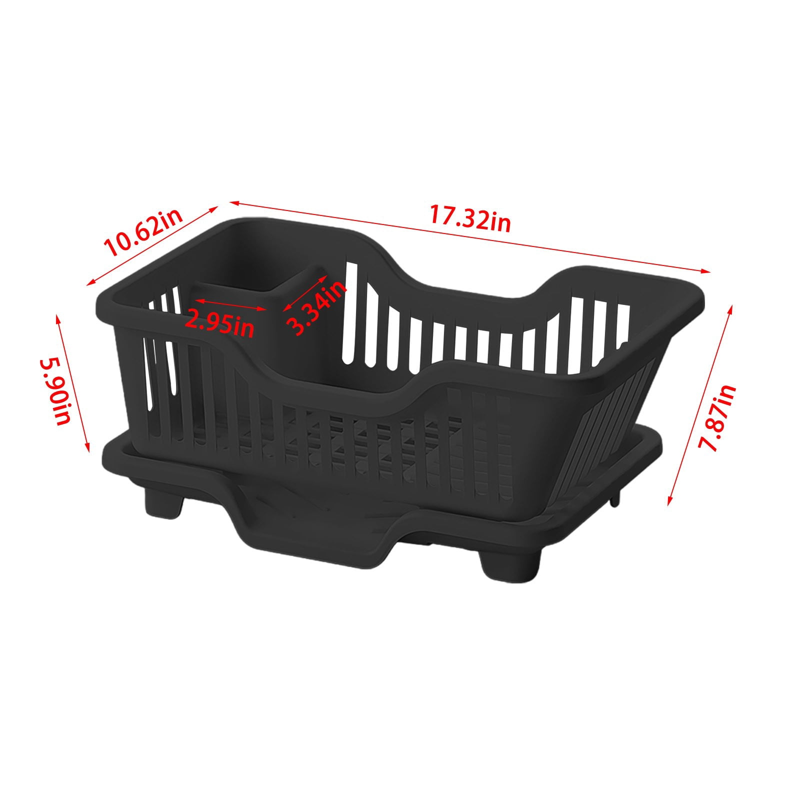 Kitchen Drain Rack, Ongmies Dish Drying Rack Dish Strainers Cutlery Holder Utensils Holder Dish Rack and Drainaboard Set for Kitchen Countertop Dining Room Restaurant Dark Gray, Black