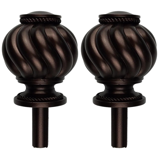 Guardoinrt Modern Curtain Rod Finials 3/4 inch Replacement for Room dark brown 2 pcs 1Set