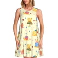 thumbnail image 1 of Balery Colorful Cartoon Snail Vestidos de verano para mujer con estampado: vestido holgado sin mangas, vestido playero informal y cómodo para días calurosos., 1 of 7