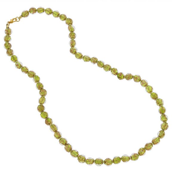 GlassOfVenice Murano Glass Sommerso Long Necklace - Herb Green