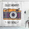 thumbnail image 1 of Saying Shower Curtain, Retro Bohemian Photo Camera and Typography on a Spotted Backdrop Digital Object, Fabric Bathroom Set with Hooks, 69W X 75L Inches Long, Multicolor, by Ambesonne, 1 of 3