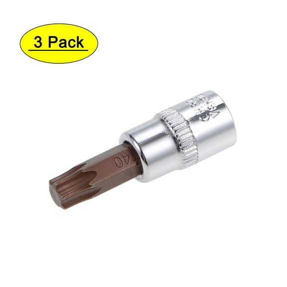 Uxcell 1/4" Drive x T40 Torx Bit Socket, S2 Steel Bits, CR-V Sockets 38mm Length (For Hand Use Only) 3 Pack