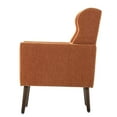 thumbnail image 4 of Comfy Wide Accent Chair, Chenille Upholstered Wingback Armchair with Waist Pillow, Modern Mid-century Side Reading Chair with Thick Soft Cushionfor Living Room Bedroom Office, Orange, 4 of 7