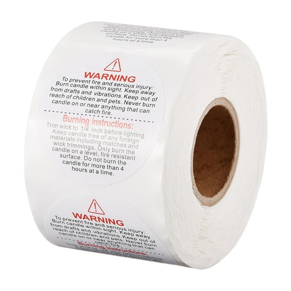 Uxcell 1.5 Inch Candle Warning Labels Stickers 500 Pieces, 1 Roll