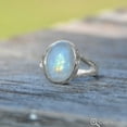 thumbnail image 3 of Rainbow Moonstone Oval Polished Sterling Silver Ring, 3 of 3