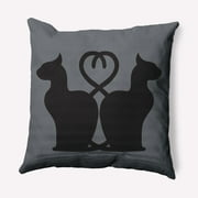 Simply Daisy 16" x 16" Conniving Cats Indoor/Outdoor Polyester Throw Pillow, Steel Gray