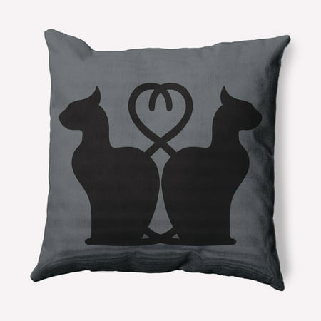 Simply Daisy 16" x 16" Conniving Cats Indoor/Outdoor Polyester Throw Pillow, Steel Gray