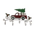 thumbnail image 1 of Exquisite Metal Art Scroll Rustic Red Truck with Tree and Holly Wall Hook Rack: Transformative Holiday Decor Measuring 23.5 Inches Long - Festive and Nostalgic, 1 of 3