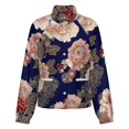 thumbnail image 5 of Jackets for Women Winter Coat Jackets Flannel Stand Collar Jacket(Navy Floral Gold Accents,Size:S-4XL), 5 of 7