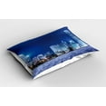 thumbnail image 2 of Ambesonne Urban Pillow Sham 2 Pack, Hong Kong Skyline Night, 30"x20", Purplegrey Royal Blue, 2 of 3