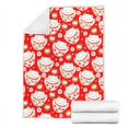 thumbnail image 4 of Cute Maneki Neko Lucky Cat Red Background Premium Blanket, 4 of 5