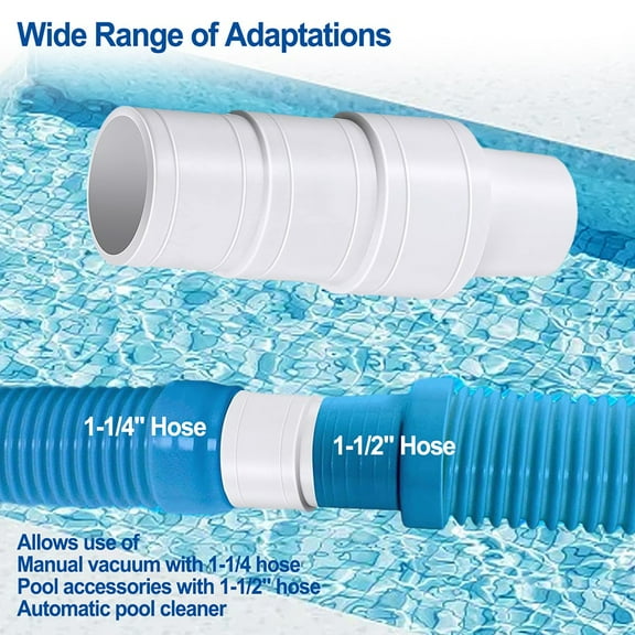 The Vacuum Hose Adaptor pool cleaner with standard 1 1/4 inch or 1 1/2 inch hose