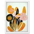 thumbnail image 1 of Linocut Boho Flowers In Autumn Pastel Brown Orange Modern Abstract Artwork Framed Wall Art Print A4, 1 of 4